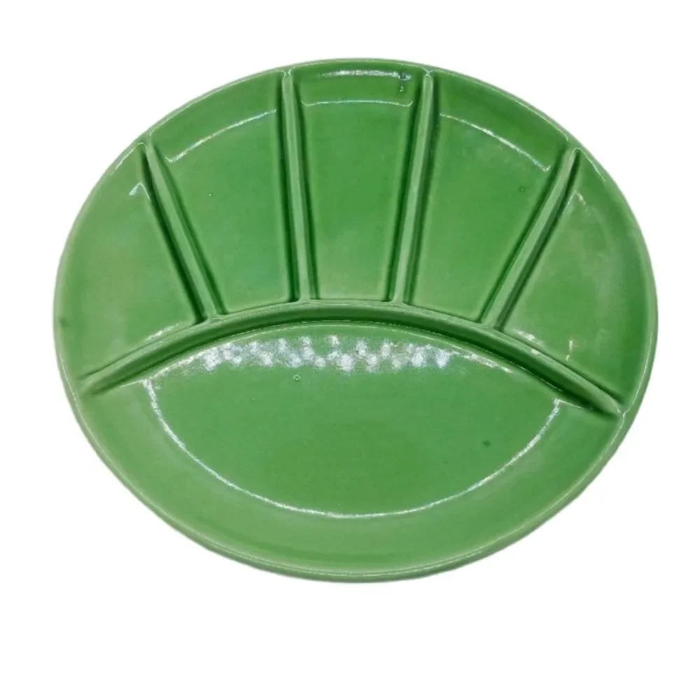 Vintage Green Divided Fondue  Plate/Sushi Platter